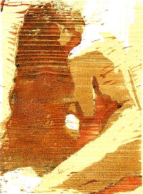 Michael Daum, Kauernde ( in gelb), 2003, Farbholzschnitt auf Papier, 25,0 cm x 35,0 cm