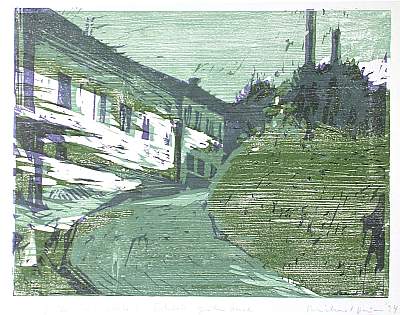 Michael Daum, Schloss Gailenbach, 1994, Farbholzschnitt auf Papier, 70,0 cm x 50,0 cm