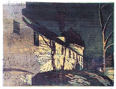 Michael Daum, Schloss  Emersacker, 1994, Farbholzschnitt auf Papier, 70,0 cm x 50,0 cm