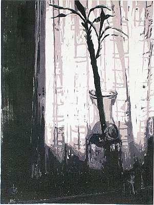 Michael Daum, Bambuszweig, 2004, Farbholzschnitt auf Papier, 35,0 cm x 50,0 cm