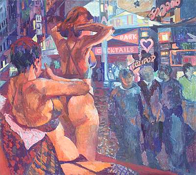 Michael Daum, Fleischbeschau, 1995, Eitempera auf Leinwand, 100,0 cm x 90,0 cm