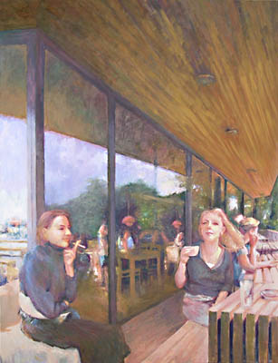 Michael Daum, Café im Wildpark, 2008, Eitempera auf Leinwand, 100,0 cm x 130,0 cm