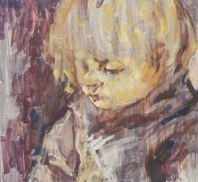 Michael Daum, Kleine Studie Isabel Hoestermann, 1996, Mischtechnik auf Pappe, 40,0 cm x 40,0 cm