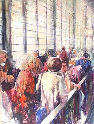 Michael Daum, K&ouml;lner Hauptbahnhof, 2003, Eitempera auf Leinwand, 100,0 cm x 130,0 cm