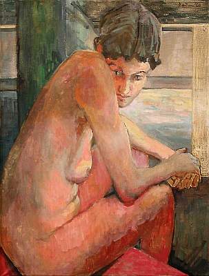 Michael Daum, Sich wendender Akt, 2001, Eitempera auf Leinwand, 61,0 cm x 80,0 cm