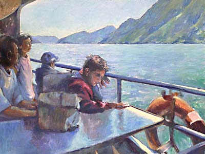 Michael Daum, &Uuml;berfahrt, 2005, Eitempera auf Hartfaser, 124,0 cm x 93,0 cm