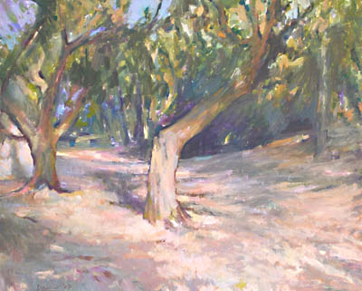 Michael Daum, Olive trees at the Monte Conero, 2007, egg tempera on canvas, 39.4 in. by 31.5 in.