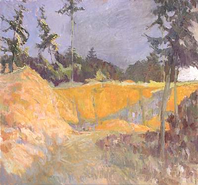 Michael Daum, Aufgelassene Lehmgrube, 1995, &Ouml;l auf Hartfaser, 100,0 cm x 93,0 cm