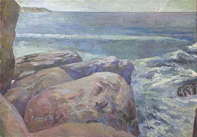 Michael Daum, Klippen von Tremazan, 1994, Eitempera auf Leinwand, 100,0 cm x 70,0 cm