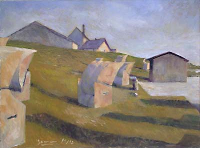 Michael Daum, Strandk&ouml;rbe, 1995, &Ouml;l auf Leinwand, 80,0 cm x 60,0 cm