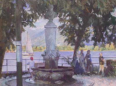 Michael Daum, Tadini Brunnen in Lovere, 2006, Eitempera auf Leinwand, 80,0 cm x 60,0 cm