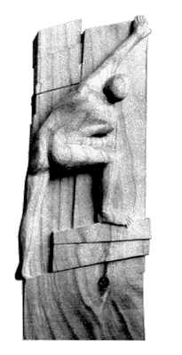 Angelika Kienberger, Fight gravity, 1990, cherrywood, 2.8 by 4.7 by 16.5 in.