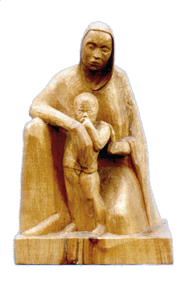 Angelika Kienberger, Madonna 2, 1994, birch, 15 by 9.4 by 8.7 in.